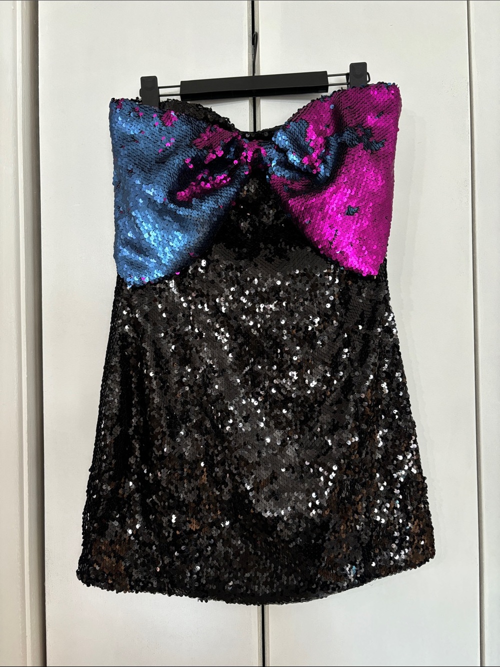 NWT nasty gal Black petite sequin bow bodycon dress